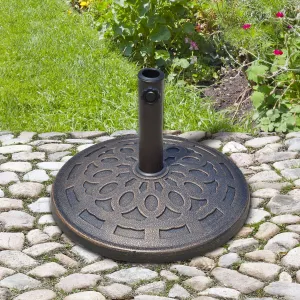 14kg Round Garden Parasol Base Holder Decorative Resin Market Umbrella Stand with Adjustable Coupler