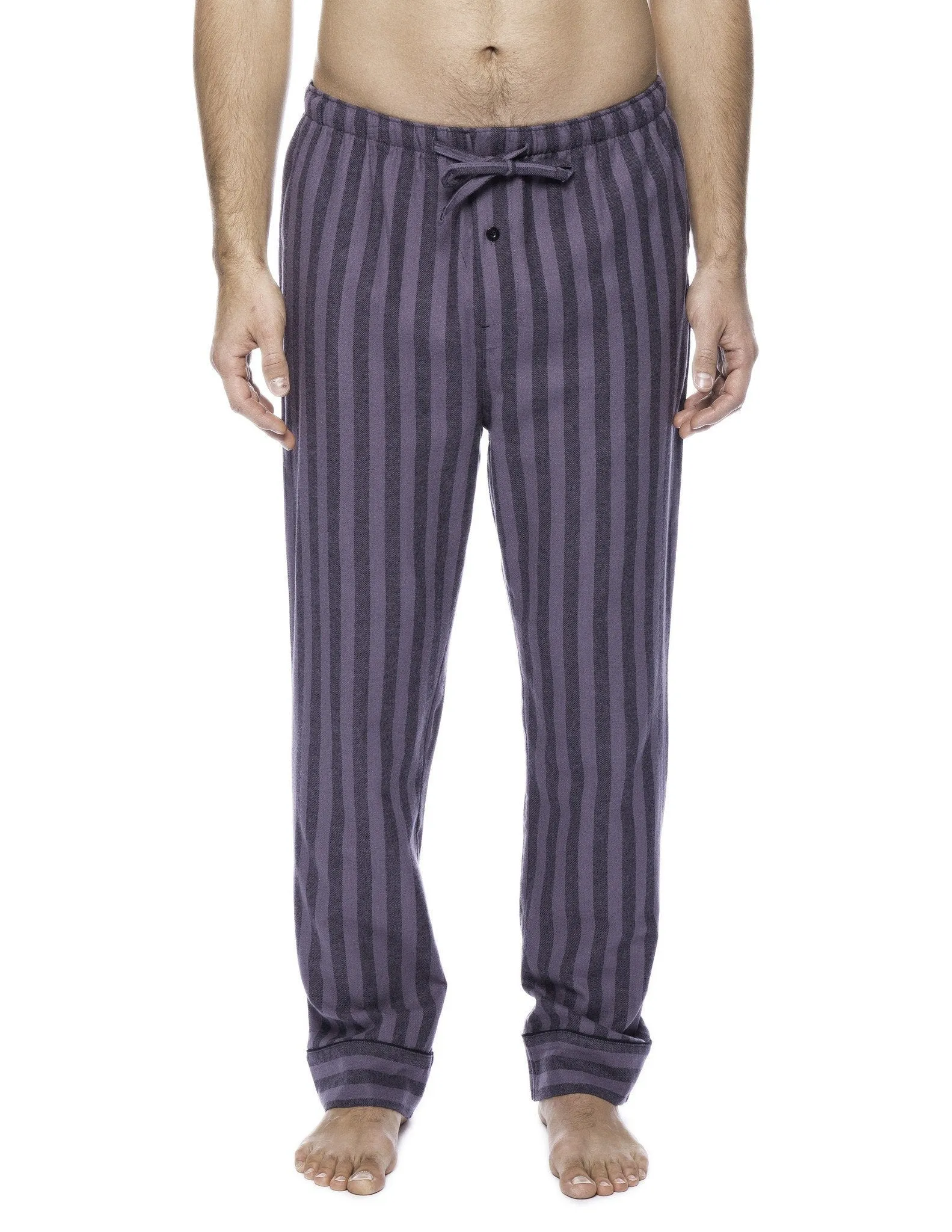 2-Pack Men's 100% Cotton Flannel Lounge Pants (Stripes Tonal Blue/Black-Grey)