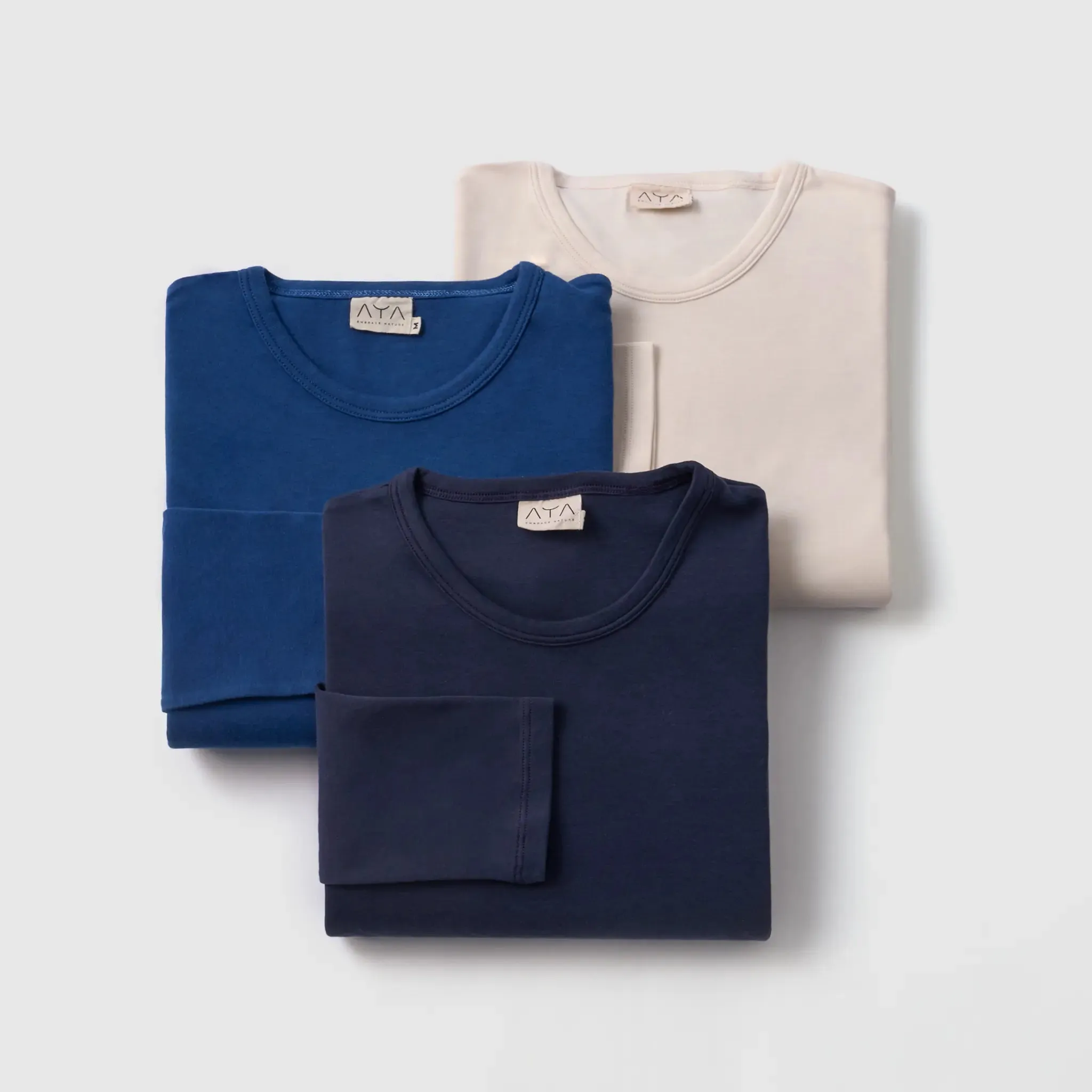 3 Pack - Men's Organic Pima Cotton Long Sleeve Shirts