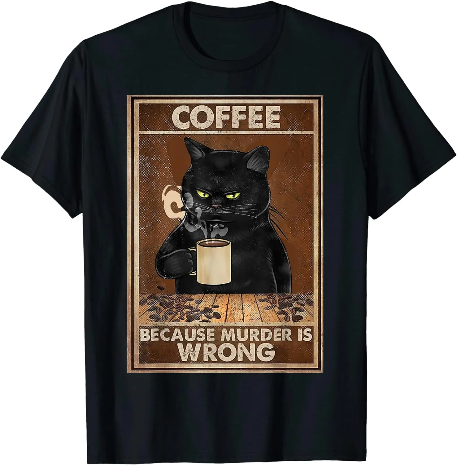 Black Cat and Coffee T-Shirt