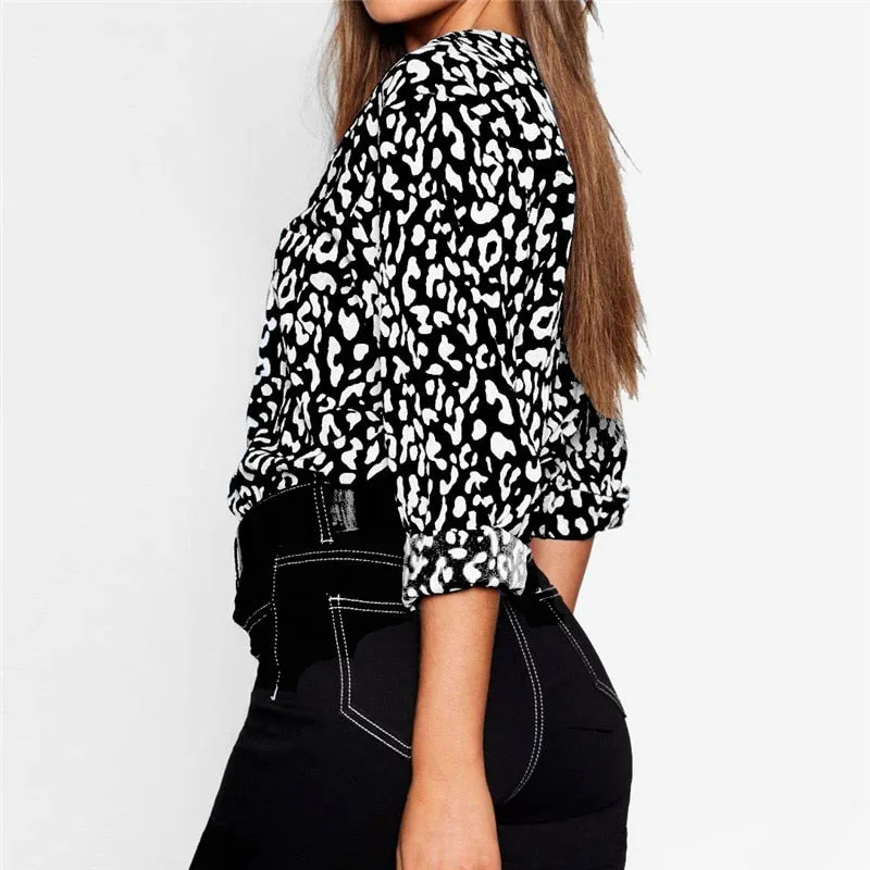 Blouse Women Sexy Leopard Print Vintage