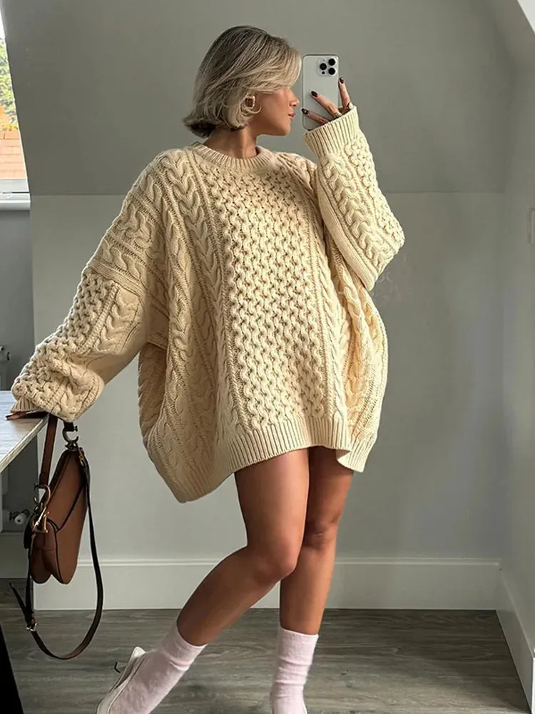 Bonnyshow Casual Loose Women's Sweater Solid Color Round Neck Pullover Autumn Soft Warm Sweaters Fashion Simple Women Knitwear Tops