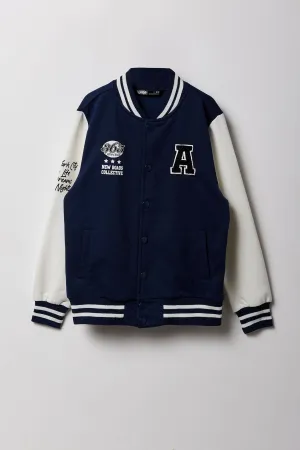 Boys Chenille Embroidered Fleece Varsity Jacket