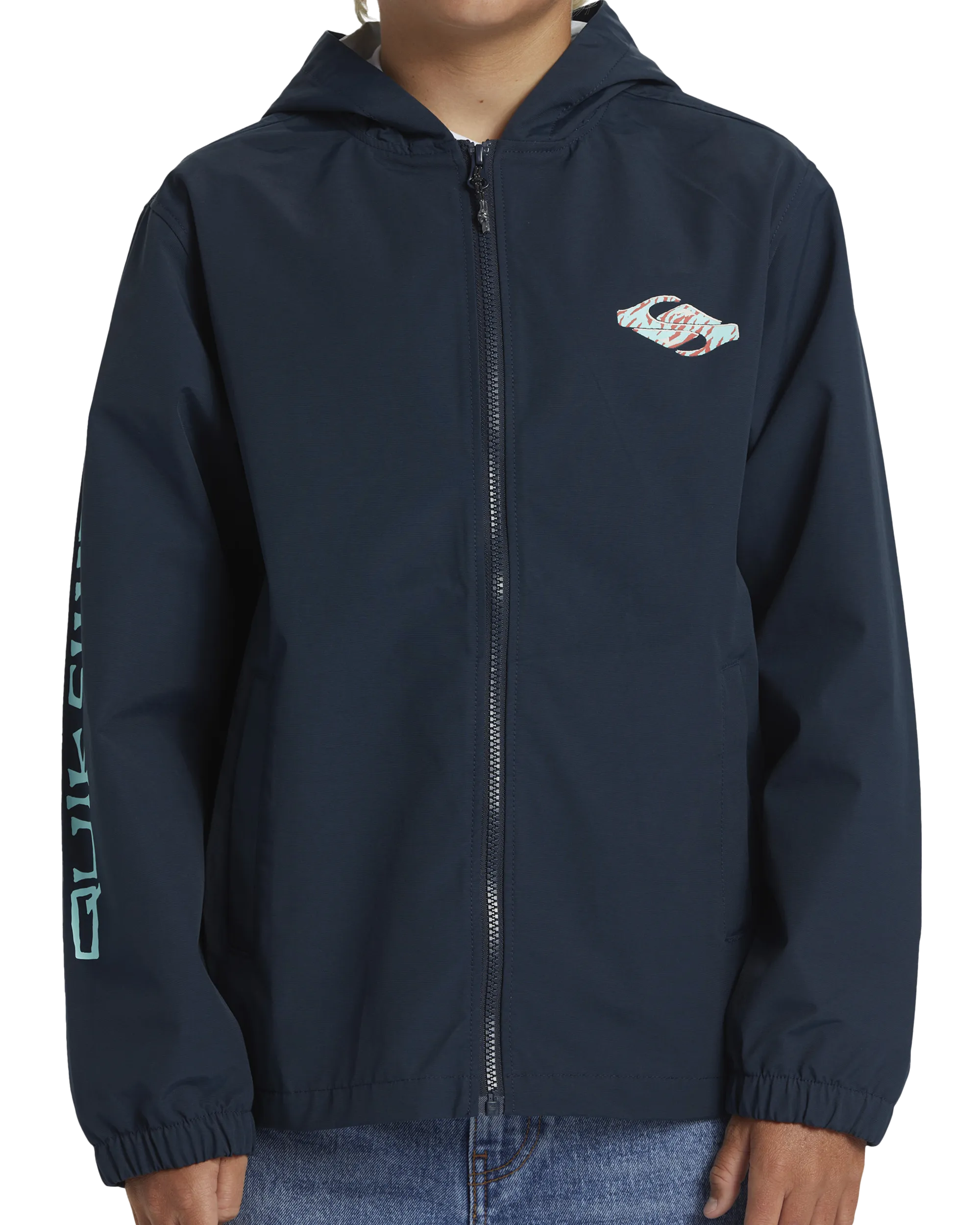 Boys Rain Cloud Hooded Coach Jacket in Dark Navy