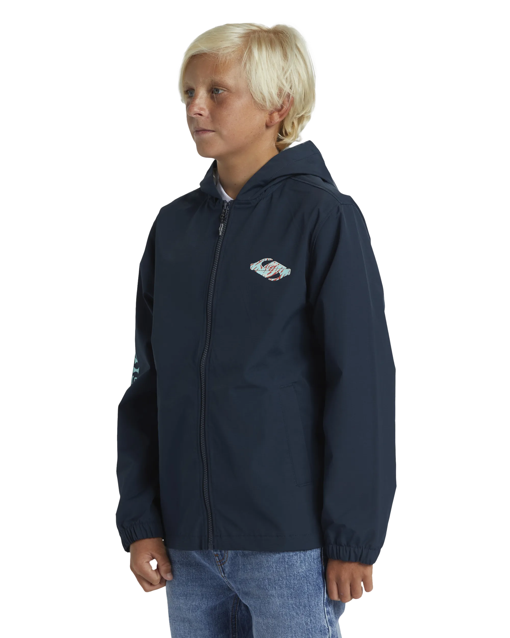 Boys Rain Cloud Hooded Coach Jacket in Dark Navy