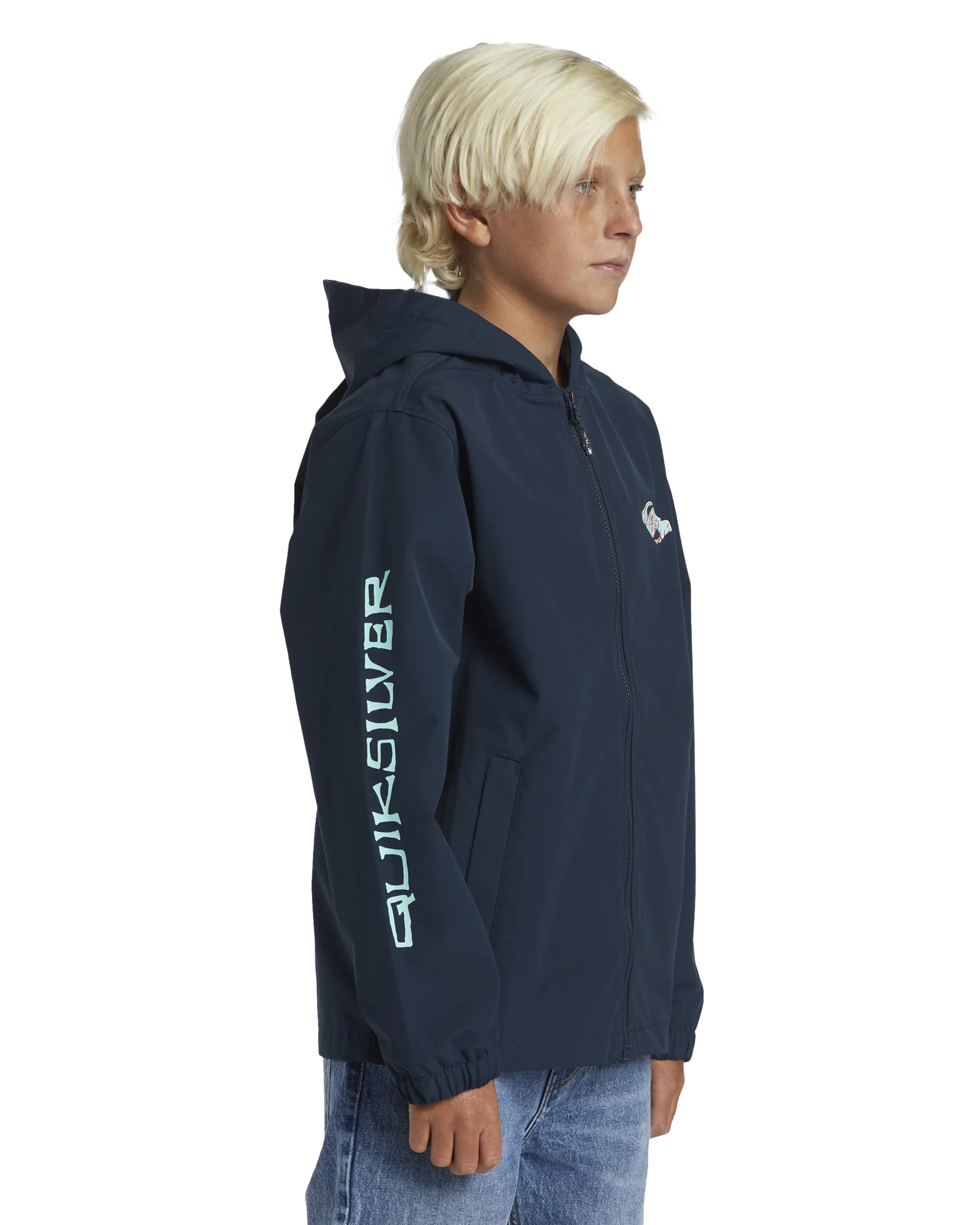 Boys Rain Cloud Hooded Coach Jacket in Dark Navy