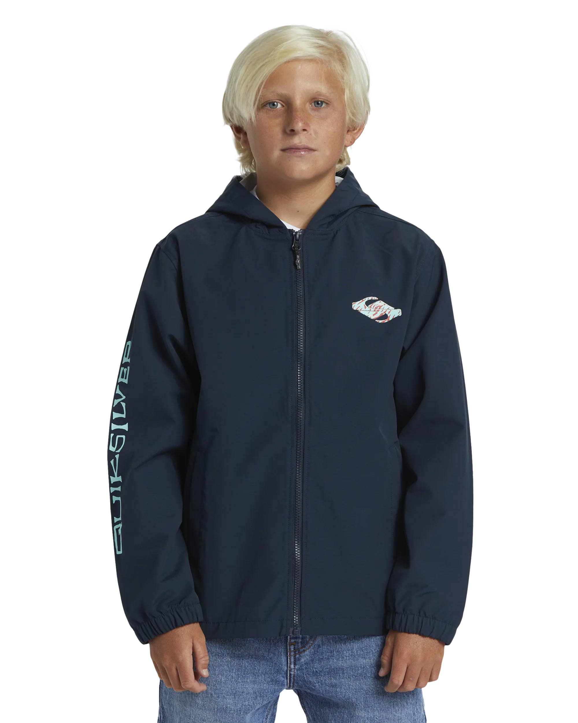 Boys Rain Cloud Hooded Coach Jacket in Dark Navy