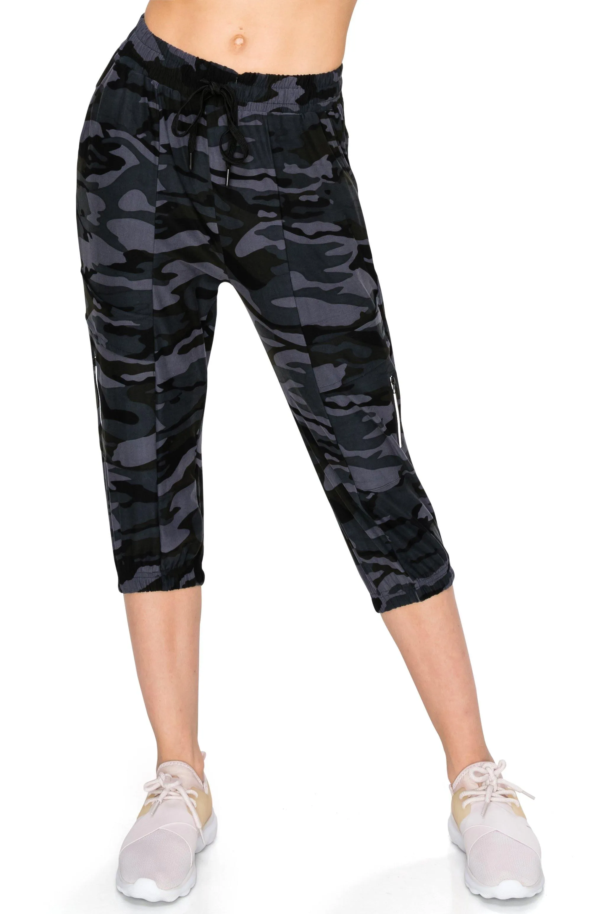 Capri Jogger Track Pants - Soft Stretch Zipper Sweatpants