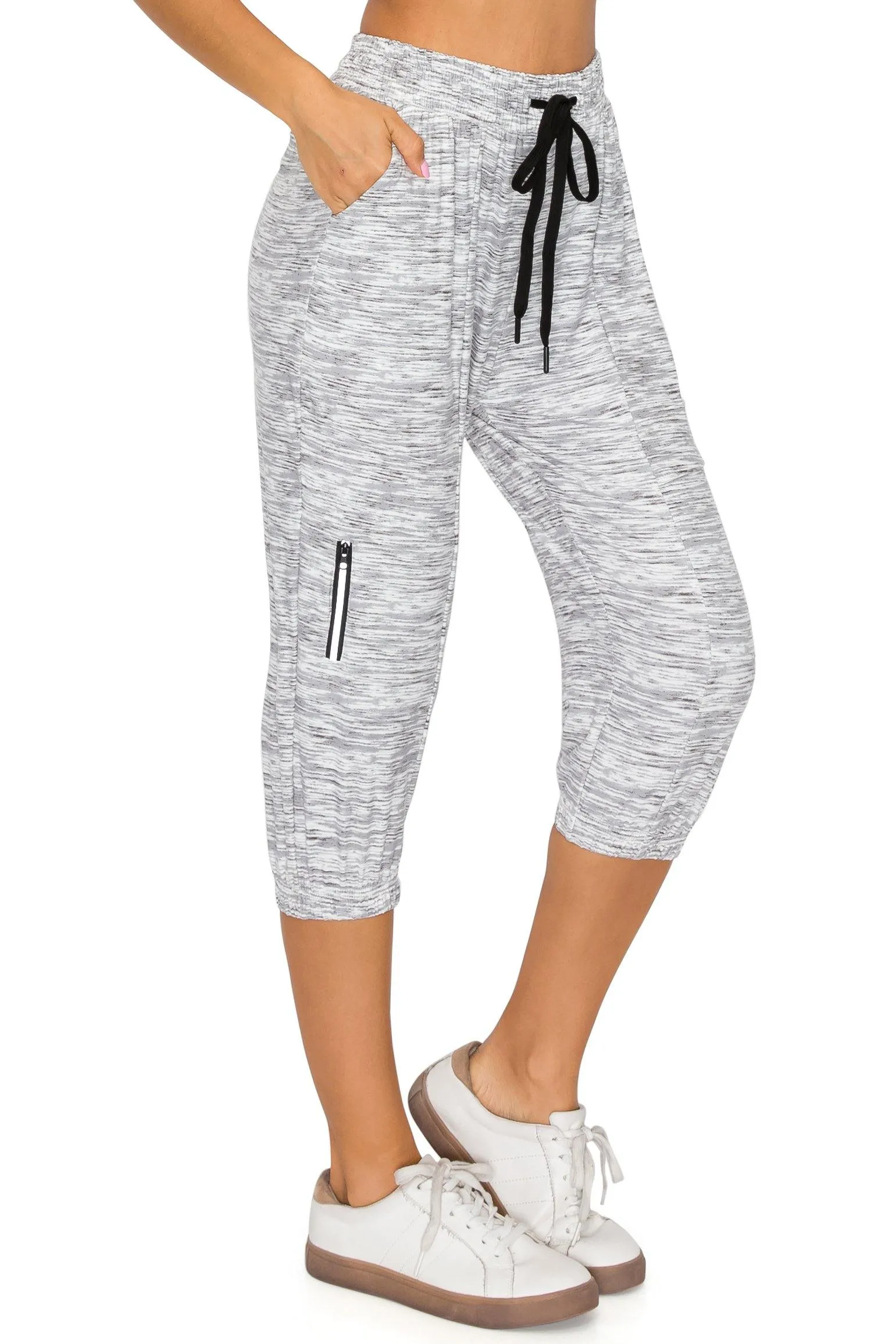 Capri Jogger Track Pants - Soft Stretch Zipper Sweatpants