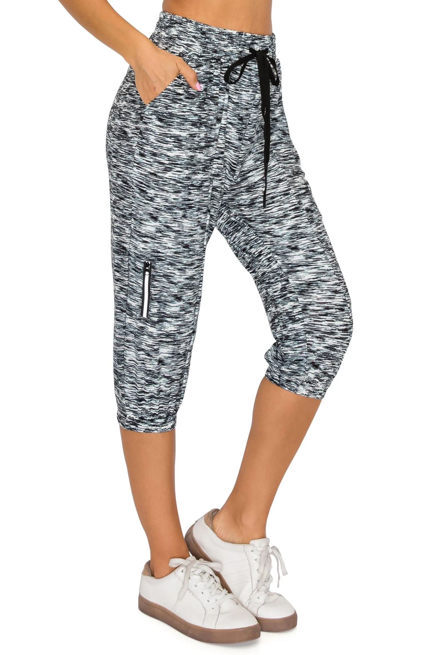 Capri Jogger Track Pants - Soft Stretch Zipper Sweatpants