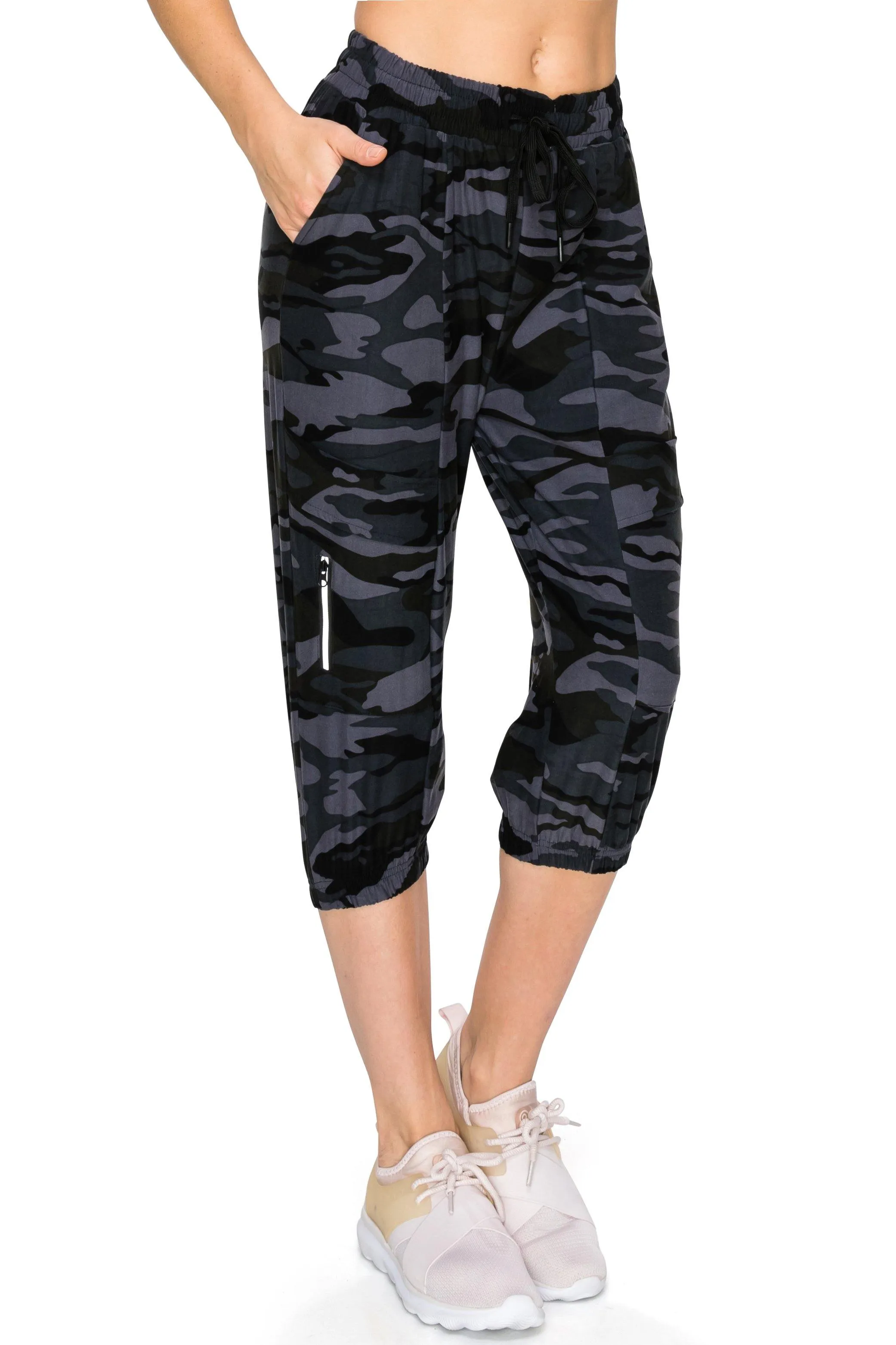 Capri Jogger Track Pants - Soft Stretch Zipper Sweatpants