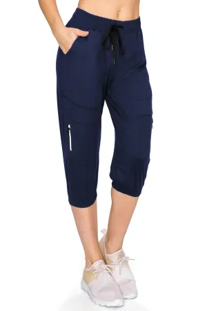 Capri Jogger Track Pants - Soft Stretch Zipper Sweatpants