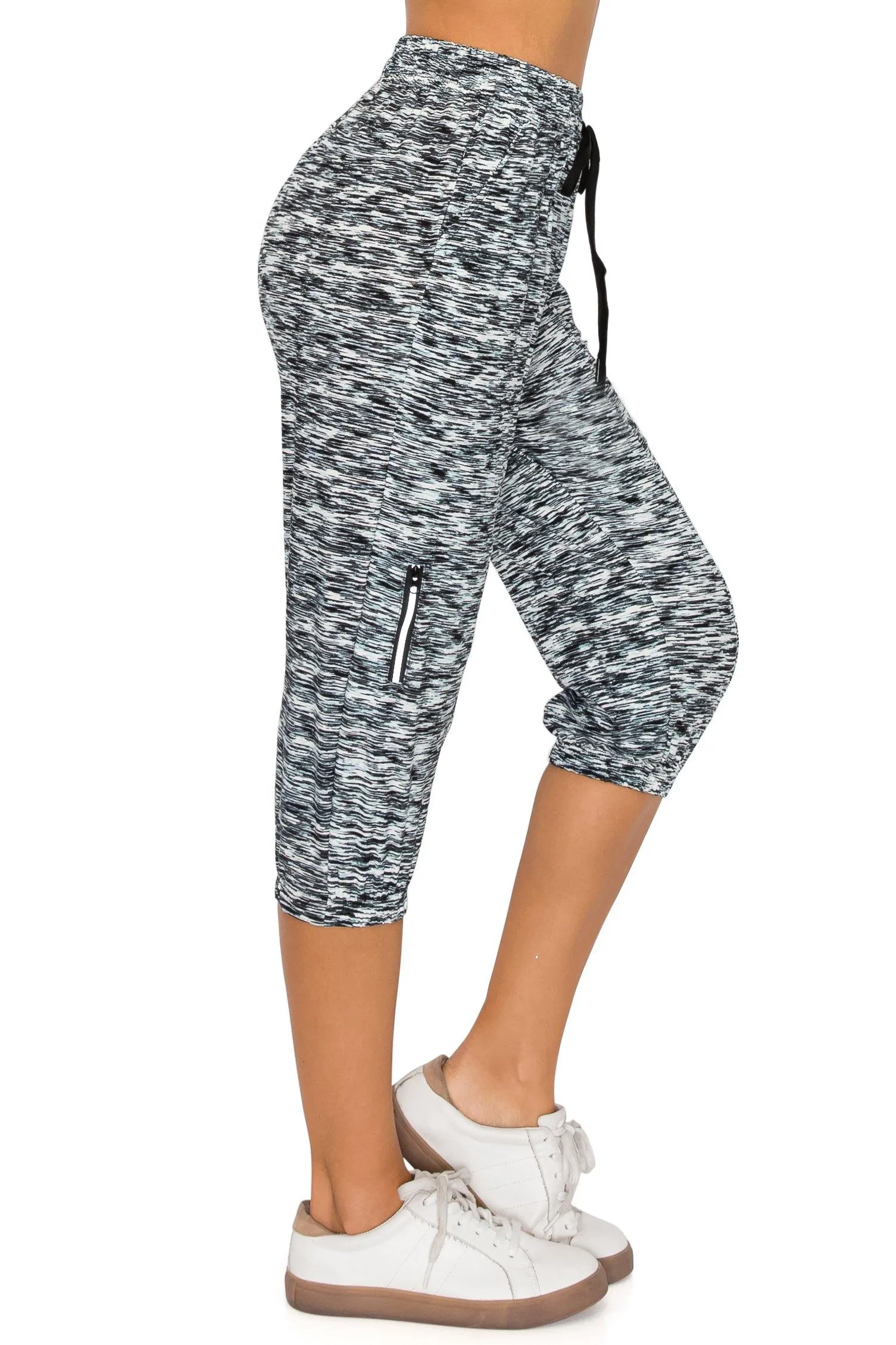 Capri Jogger Track Pants - Soft Stretch Zipper Sweatpants