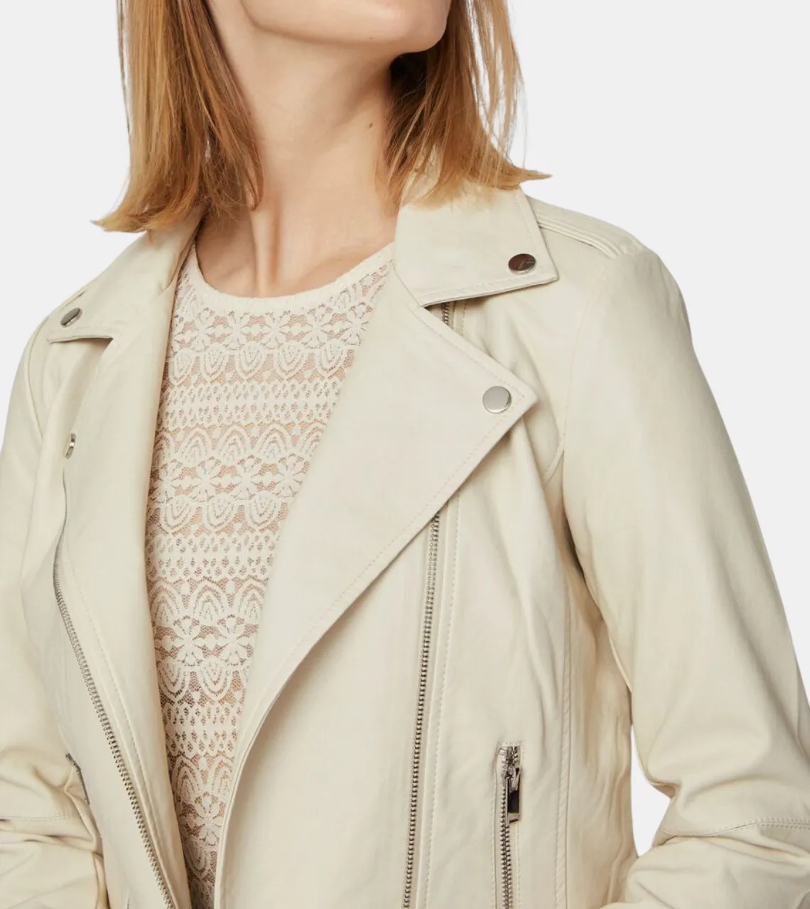 Charlene Women's Birch White Leather Jacket