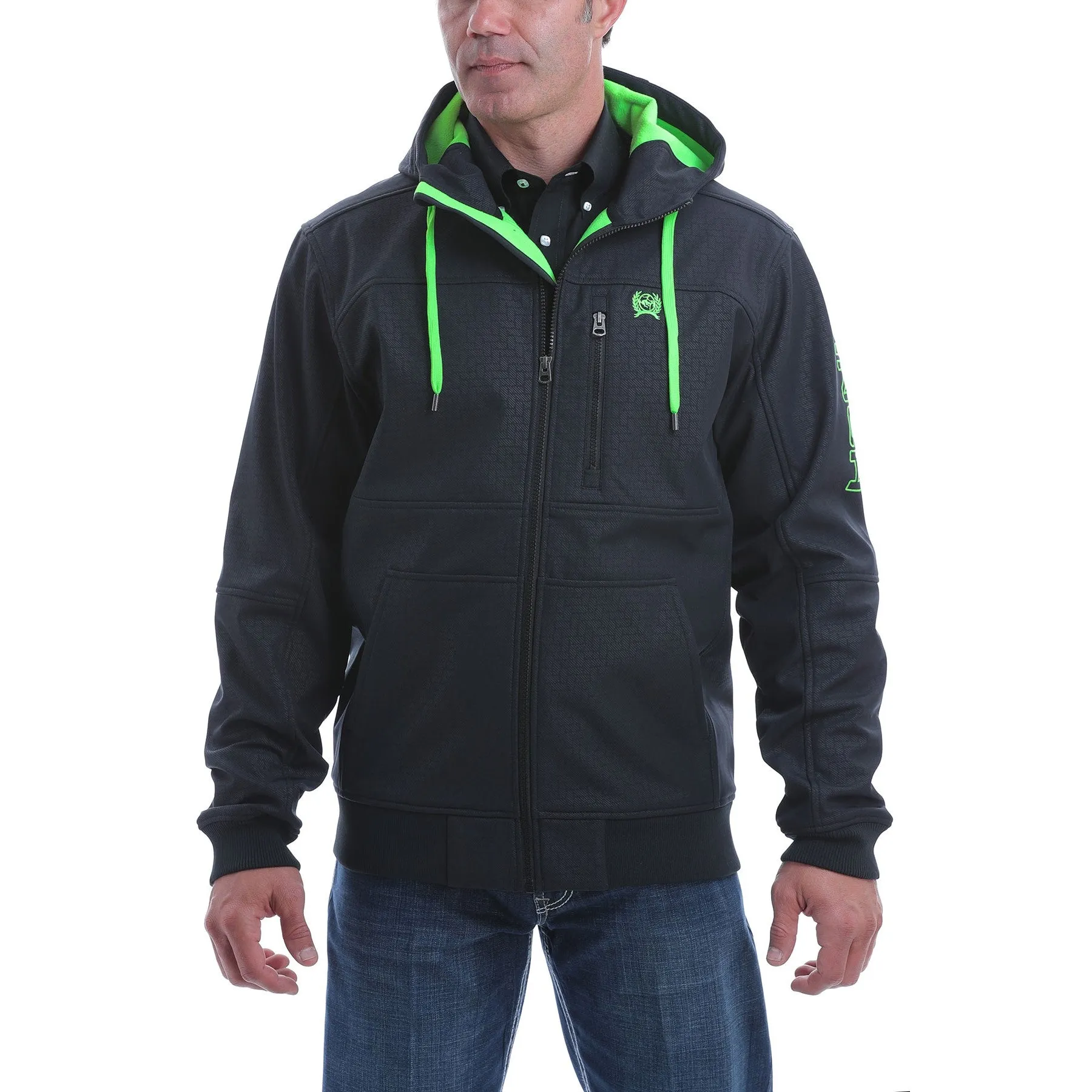 Cinch Men's Black Logo Softshell Hooded Bonded Jacket MWJ1524001