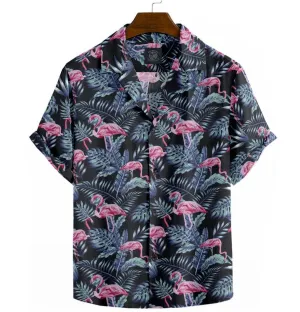 Cotton - Camp Collar Shirt - Flamingos