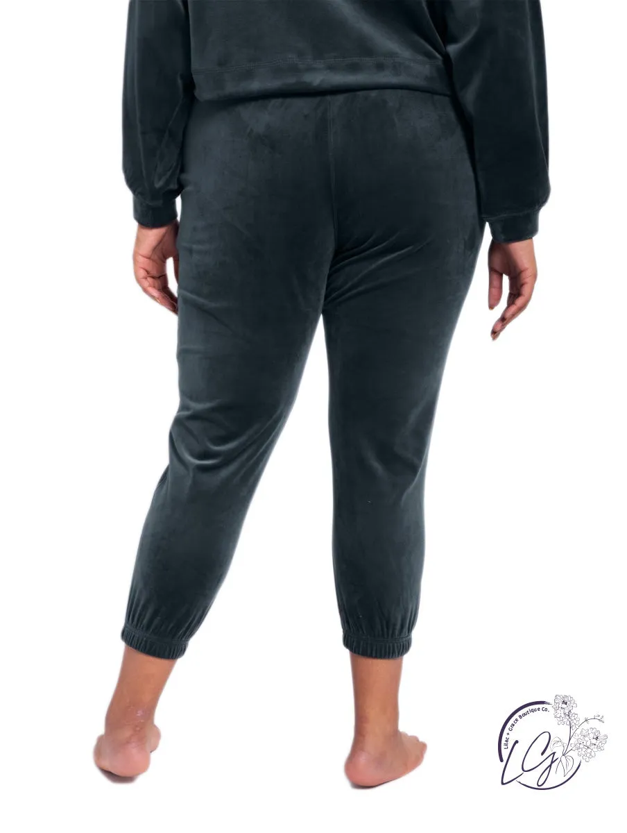 Curvy Velour Joggers With Drawstrings