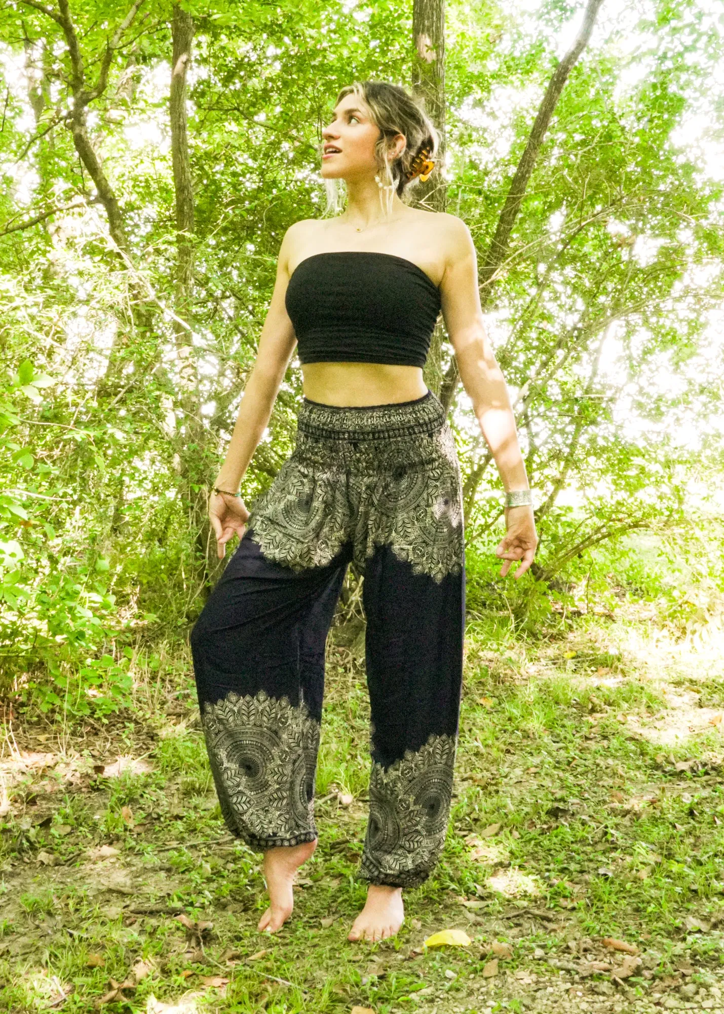 Dark Blue Lotus Bloom Harem Pants