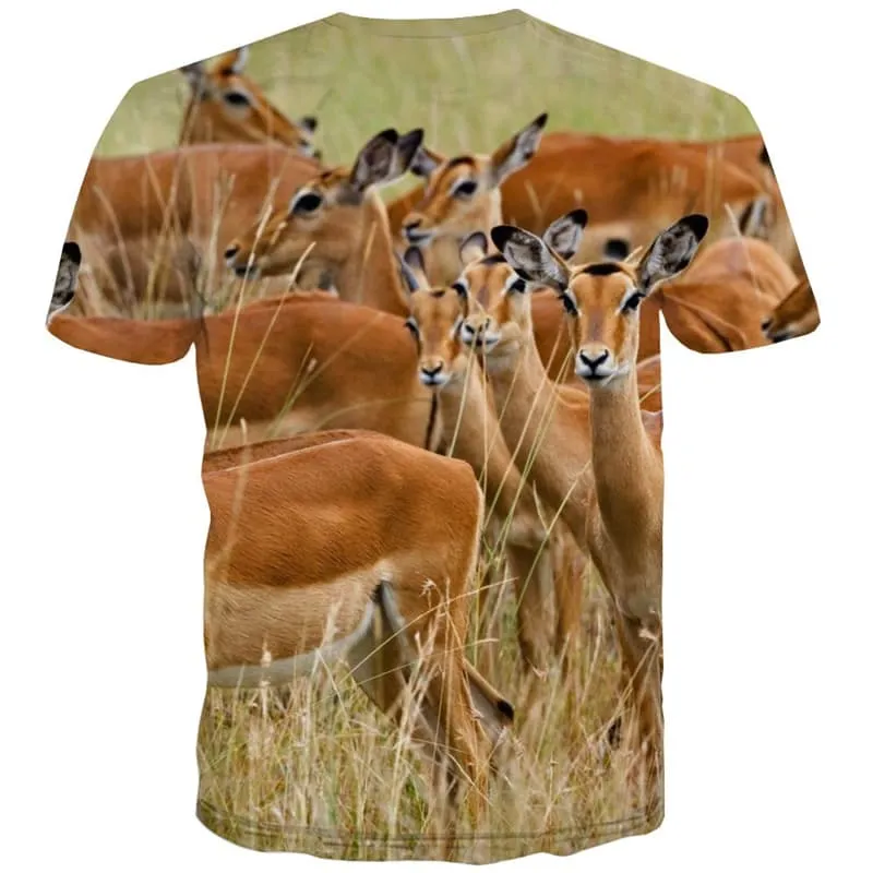 Deer T shirts Men Animal T shirts Funny Harajuku Shirt Print Short Sleeve