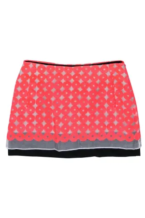 Diane von Furstenberg - Neon Pink Circle Pattern Miniskirt Sz 0