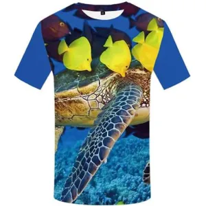 Fish T shirts Men Animal Tshirts Novelty Tracksuits Tshirt Printed Ocean T-shirts 3d Turtle T-shirts Graphic Short Sleeve