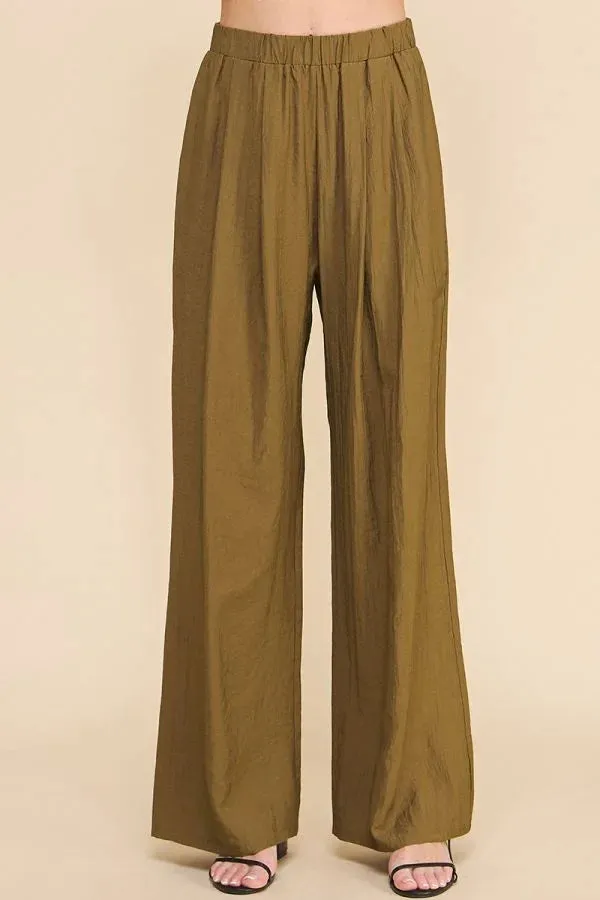 FLOWY TEXTURED SOFT PULL-ON PANTS