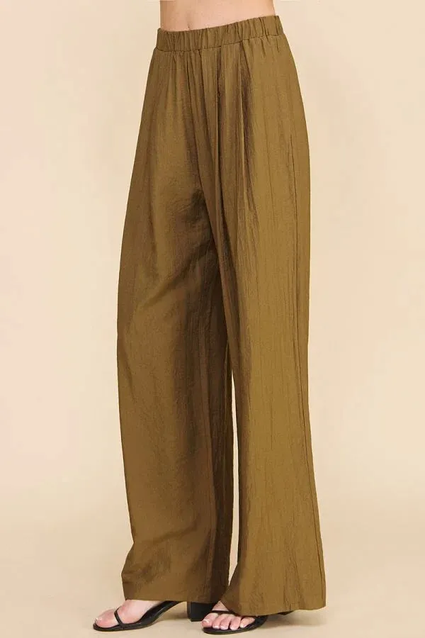 FLOWY TEXTURED SOFT PULL-ON PANTS