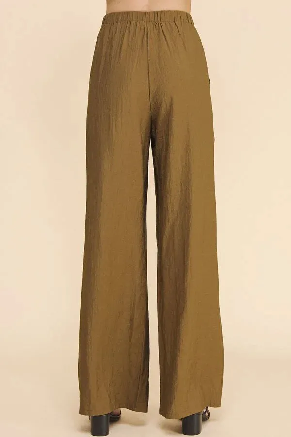 FLOWY TEXTURED SOFT PULL-ON PANTS