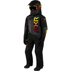 FXR Child Helium Snowmobile Monosuit Black/Charcoal/Inferno Grey