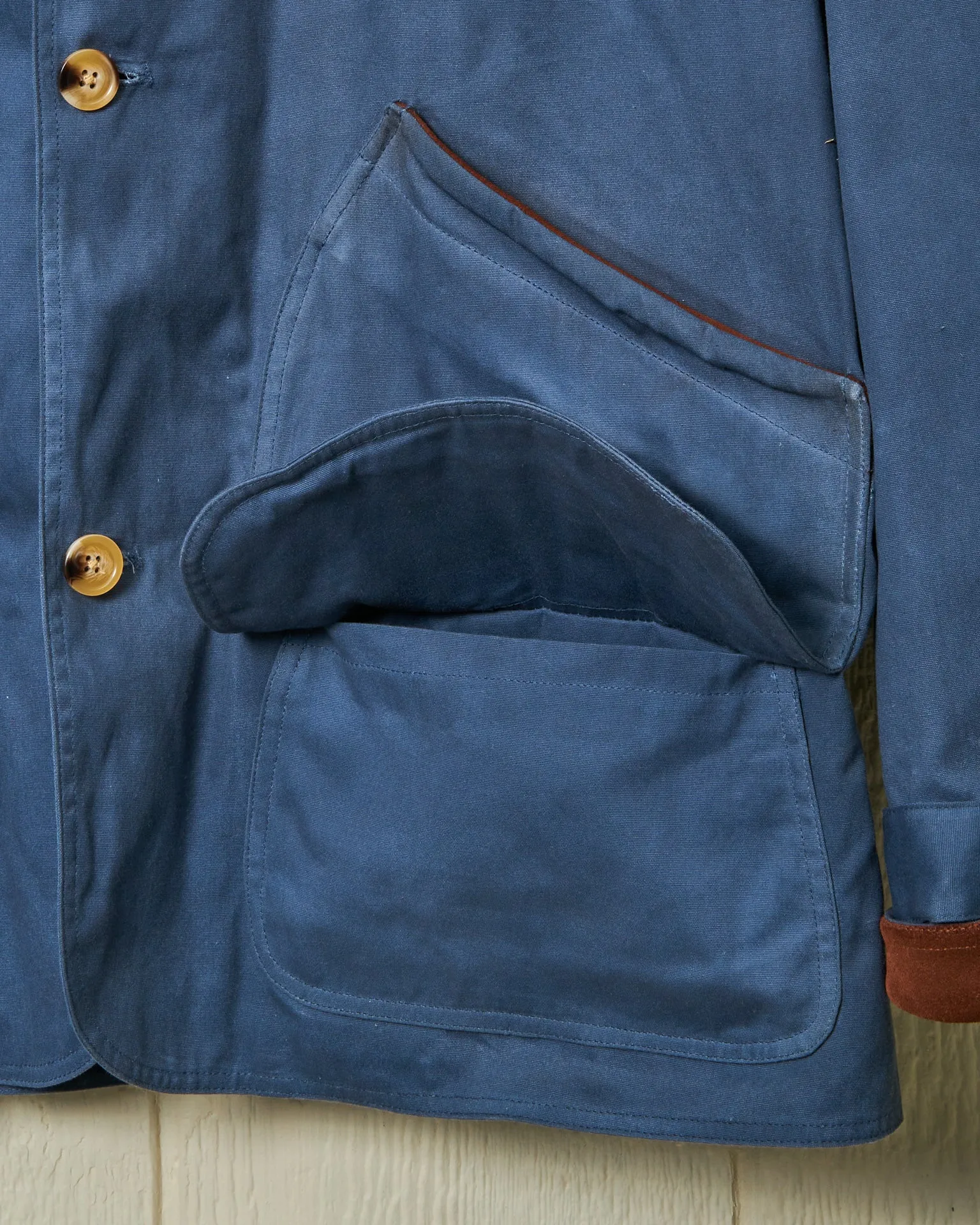 Gamekeeper Jacket in Navy Waxed Canvas