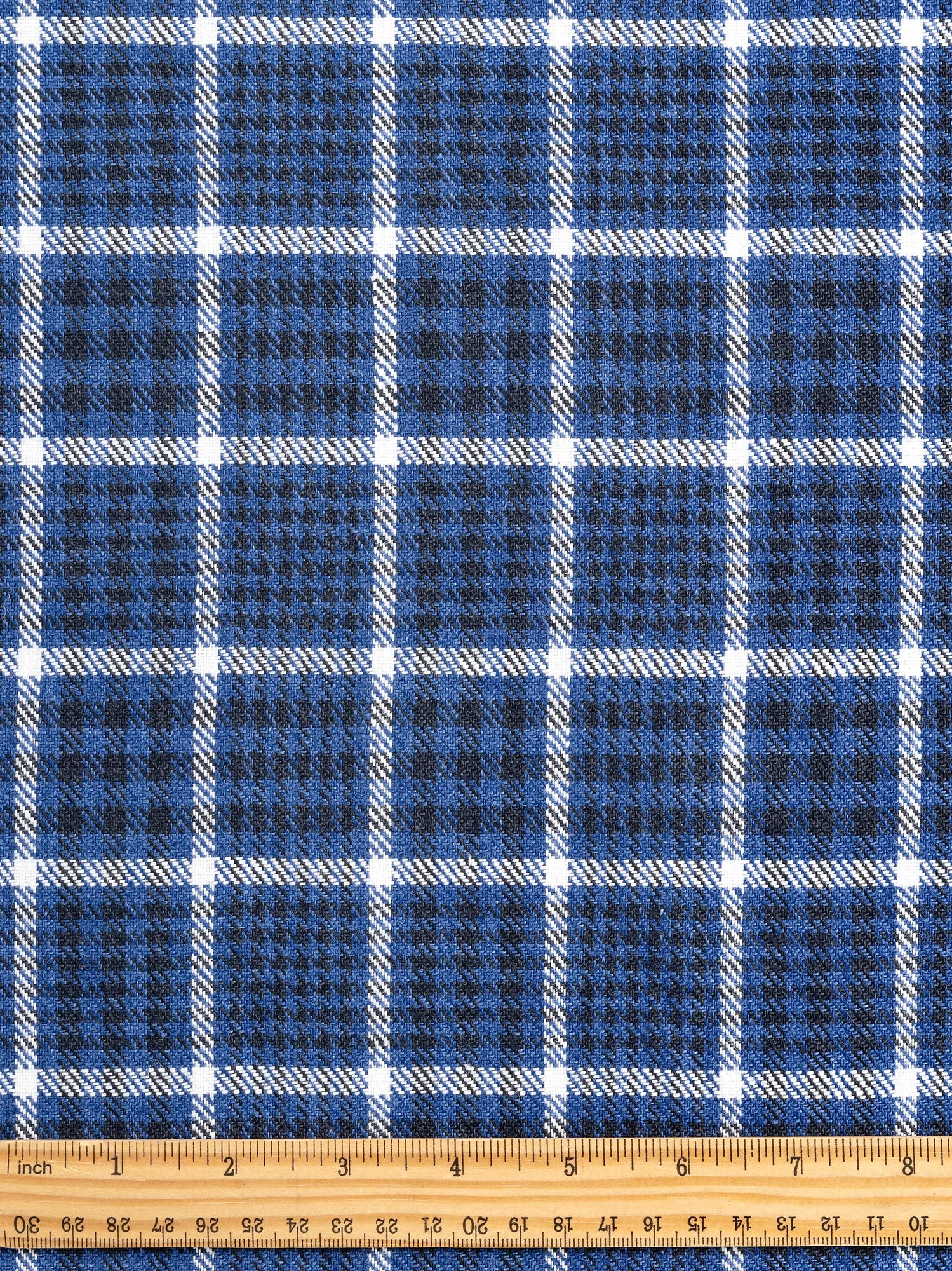 Glen Check Irish Linen Heavy Suiting Deadstock - Blue   Black   White