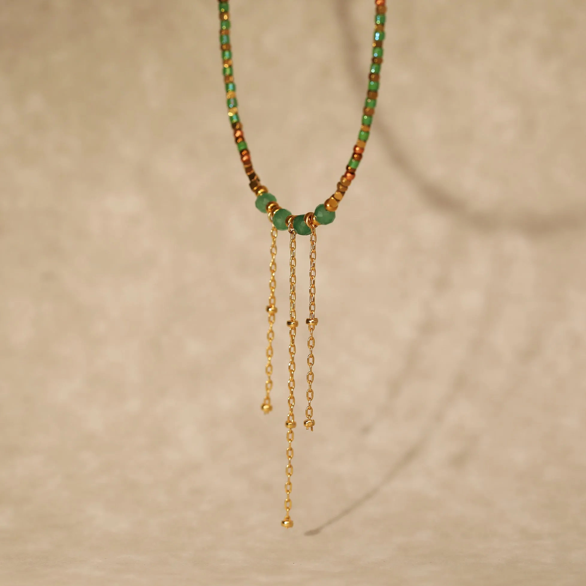 Green Garnet 3 Tassel Necklaces