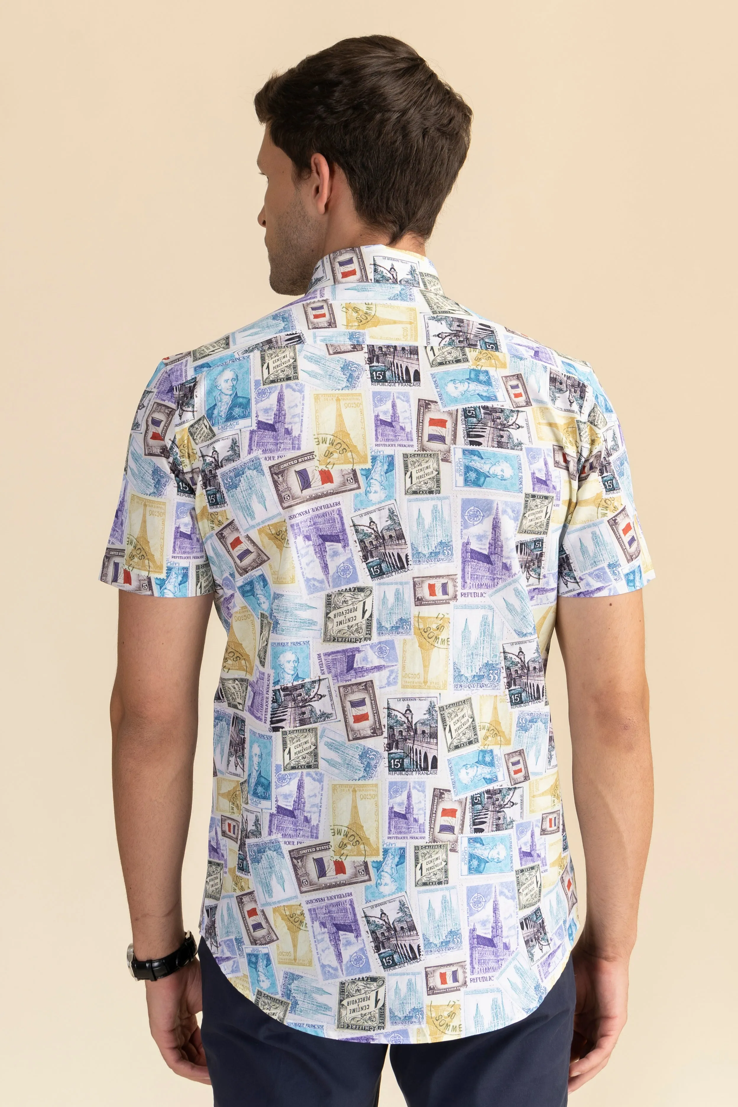 Half Sleeves Stamp Print Shirt EOSS