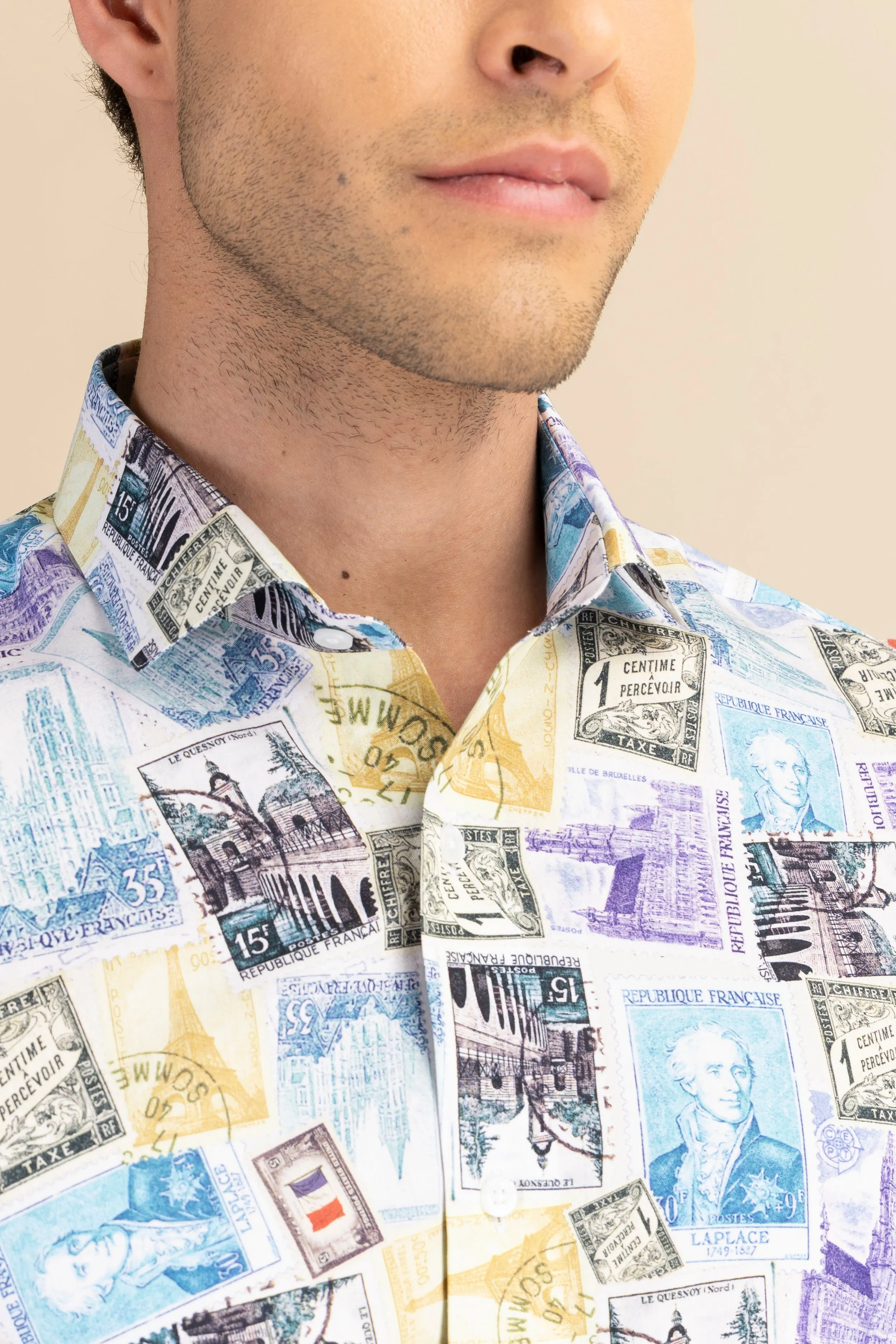 Half Sleeves Stamp Print Shirt EOSS