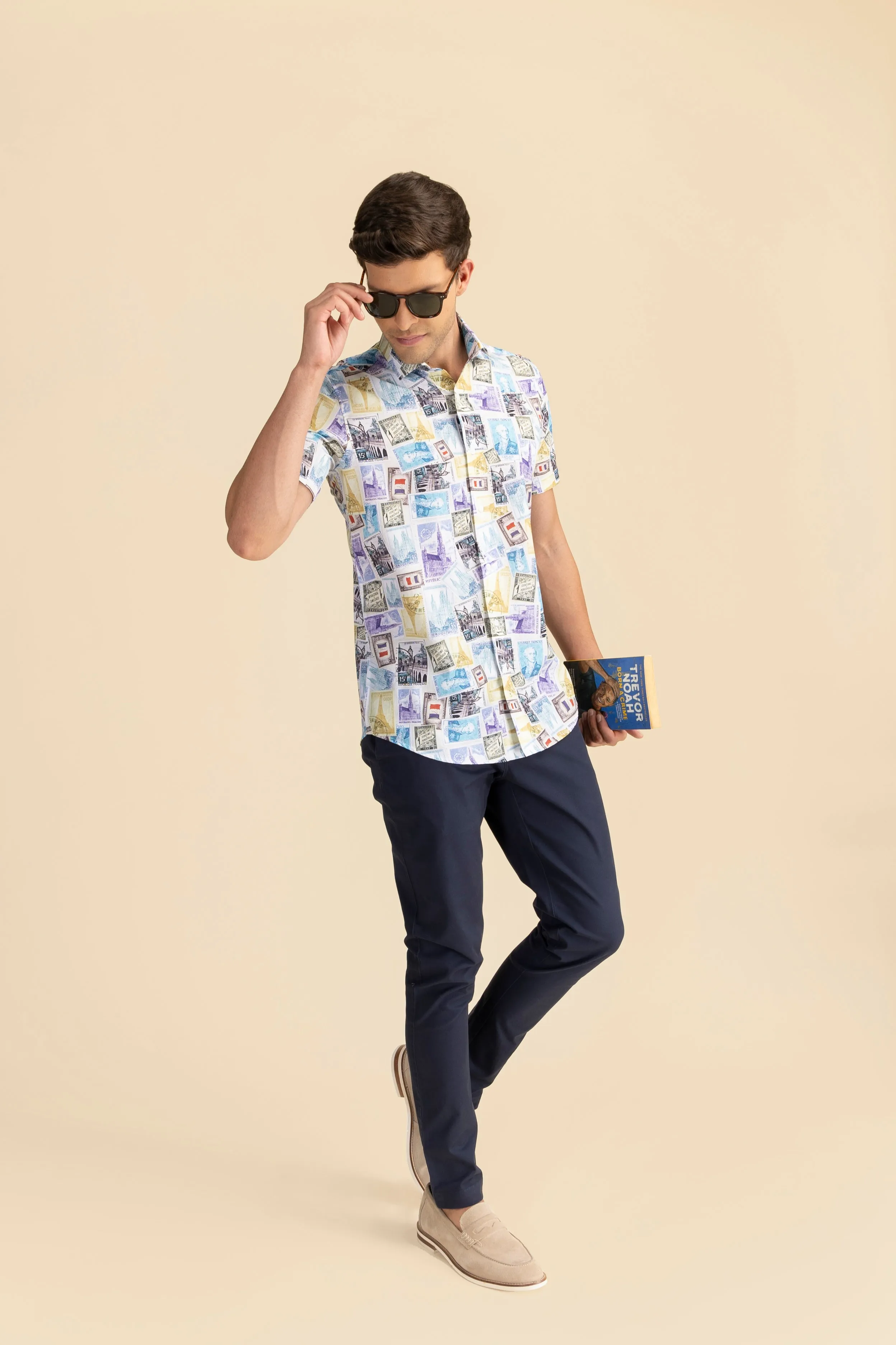 Half Sleeves Stamp Print Shirt EOSS