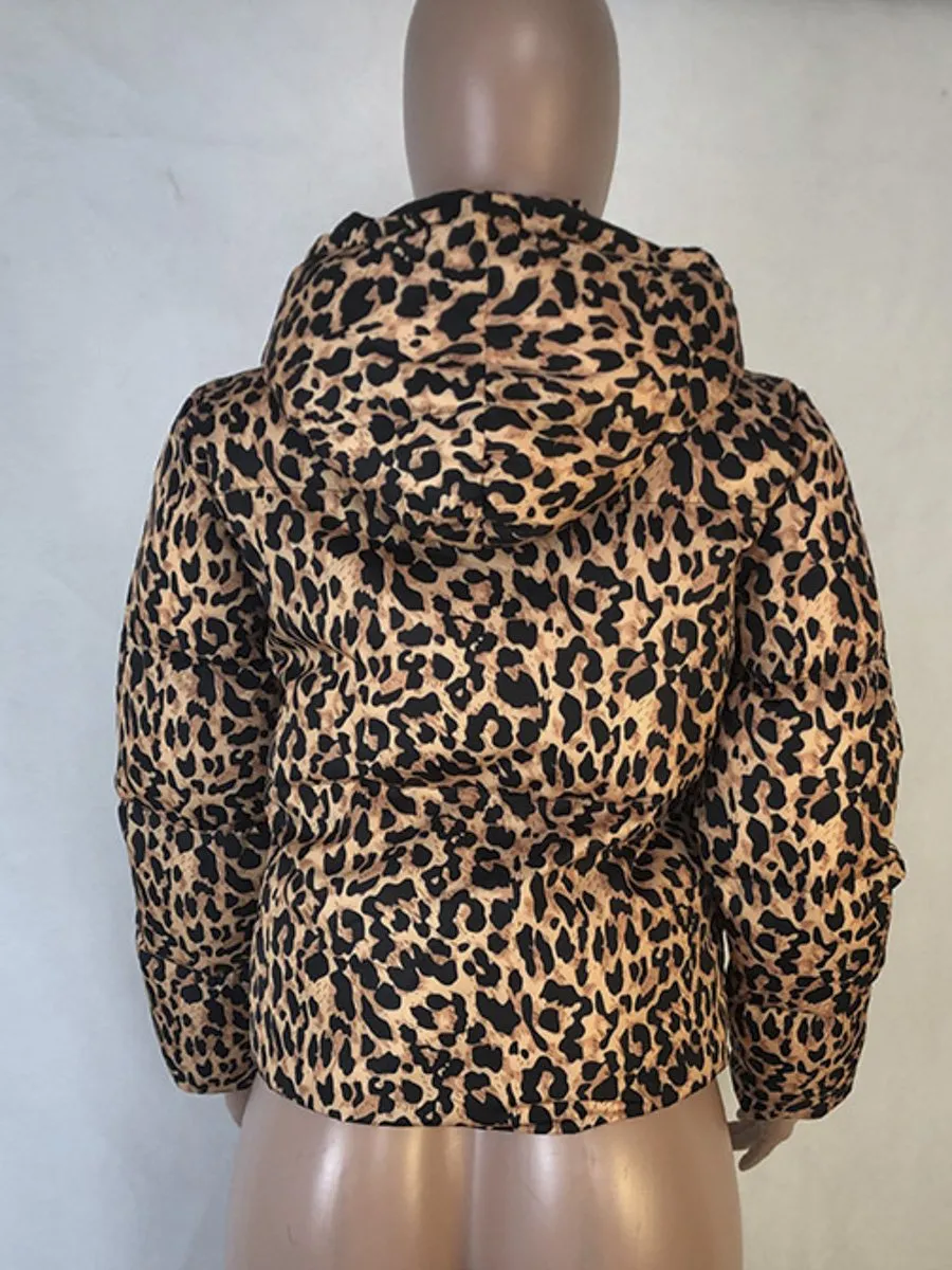 Leopard Print Thick Jacket Coat - Multicolor