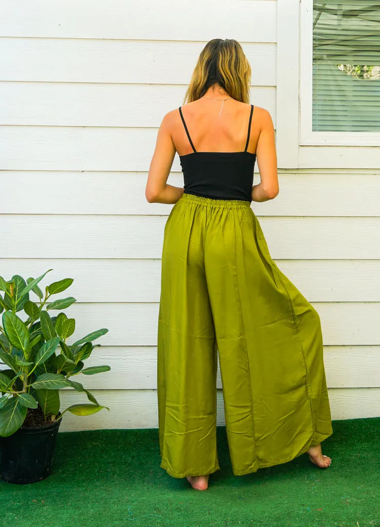 Lime Green Wide Leg Palazzo Pants