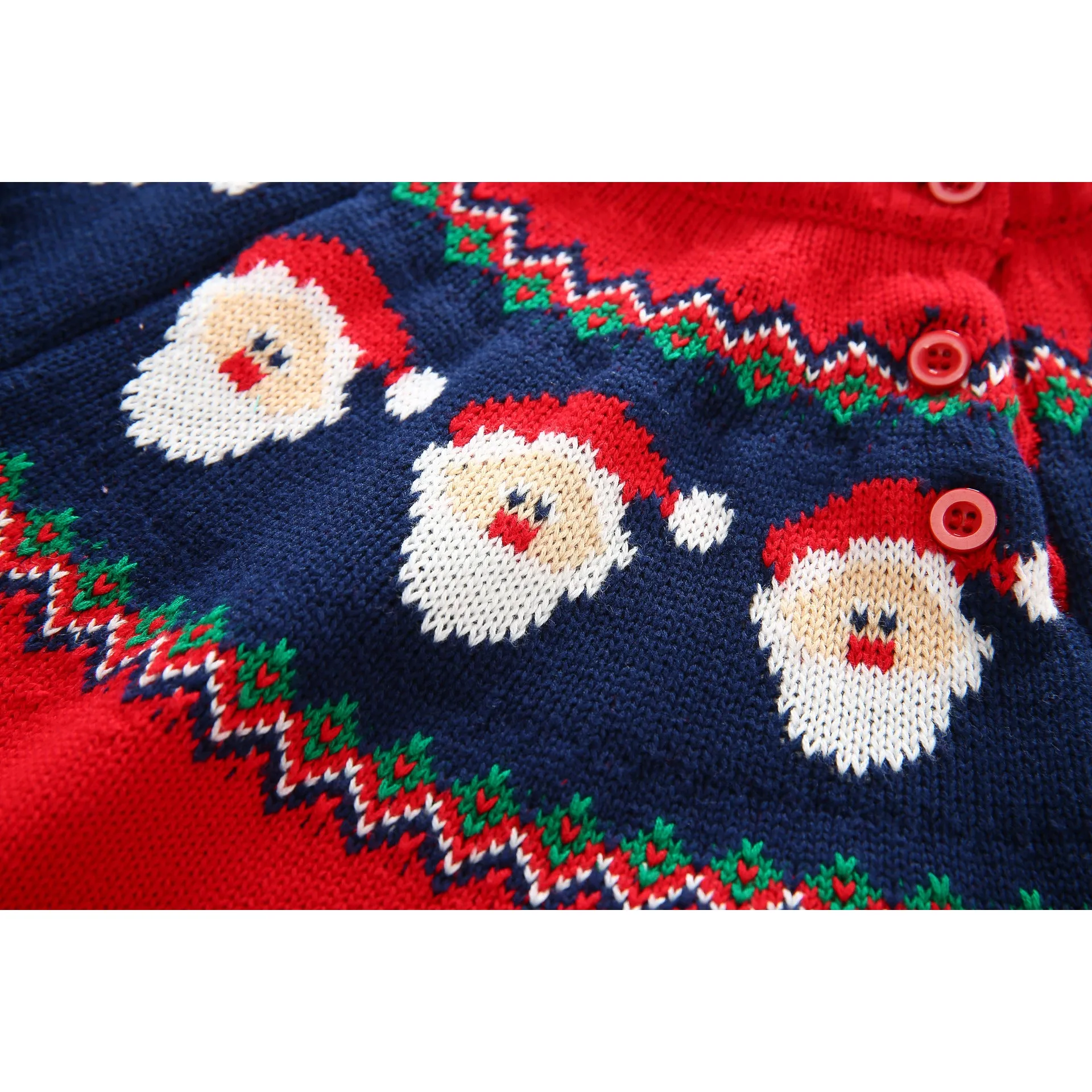 Little Surprise Box Kids Red & Navy HOHO Cardigan Sweater Round Neck