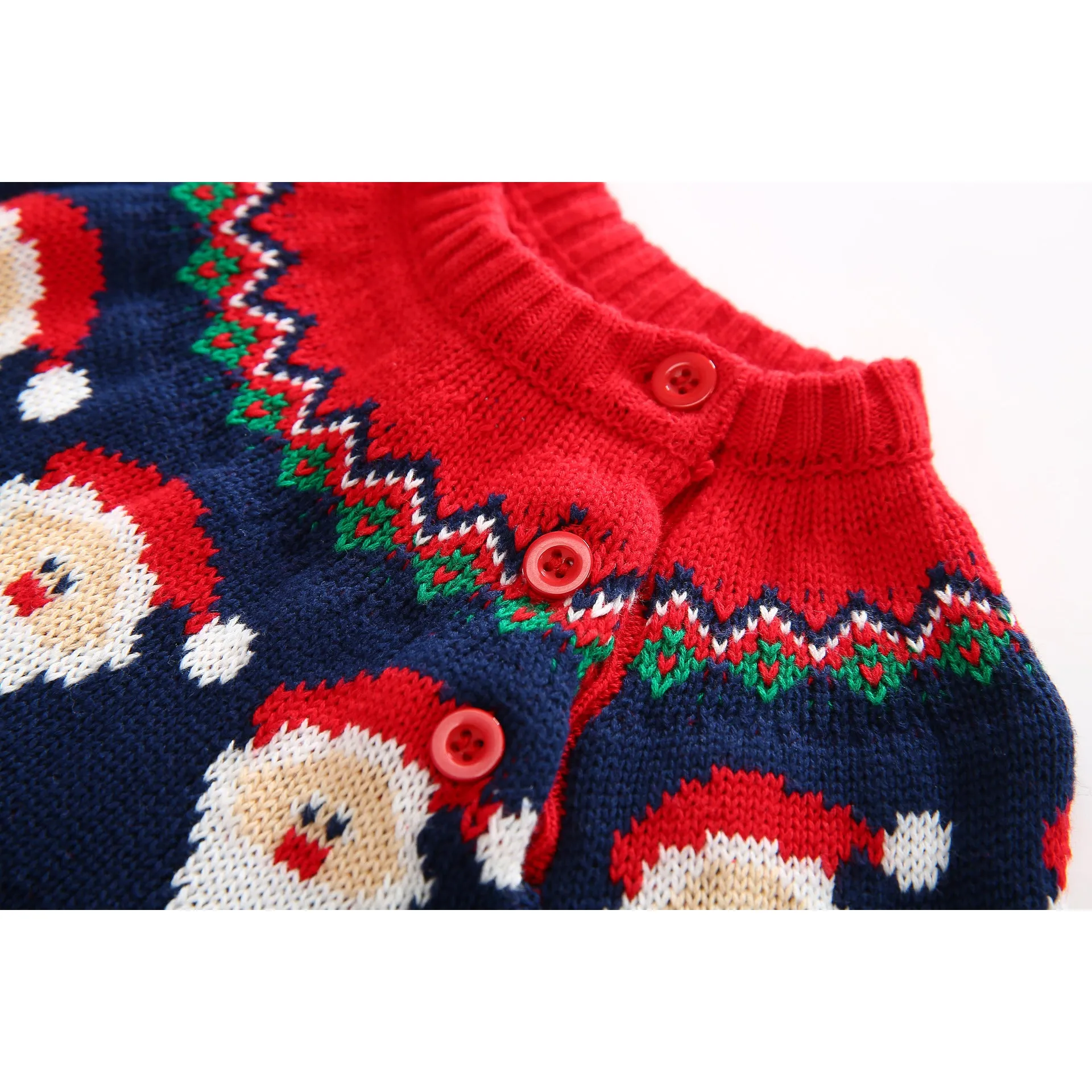 Little Surprise Box Kids Red & Navy HOHO Cardigan Sweater Round Neck