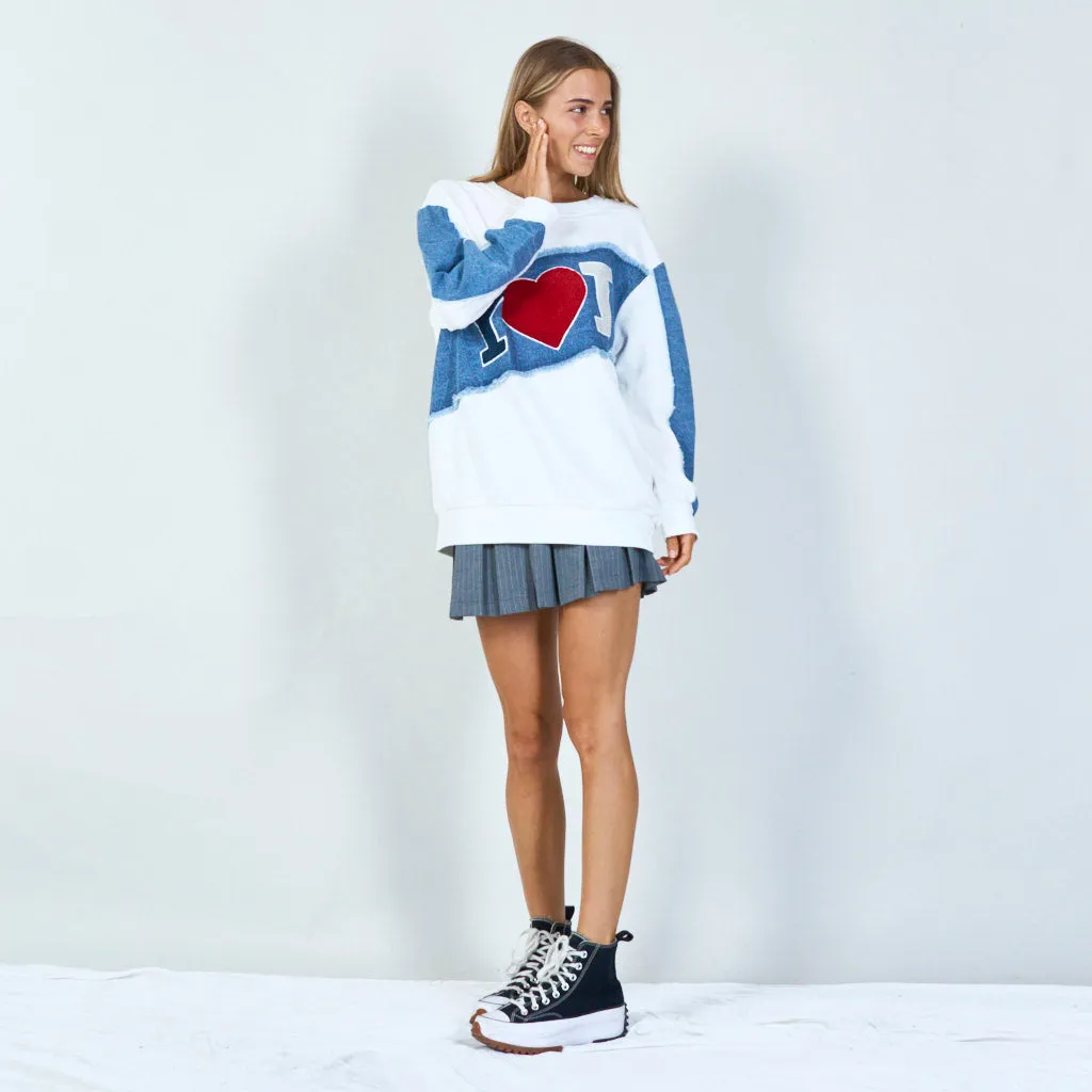 Love letter patchwork sweatshirt wholesale