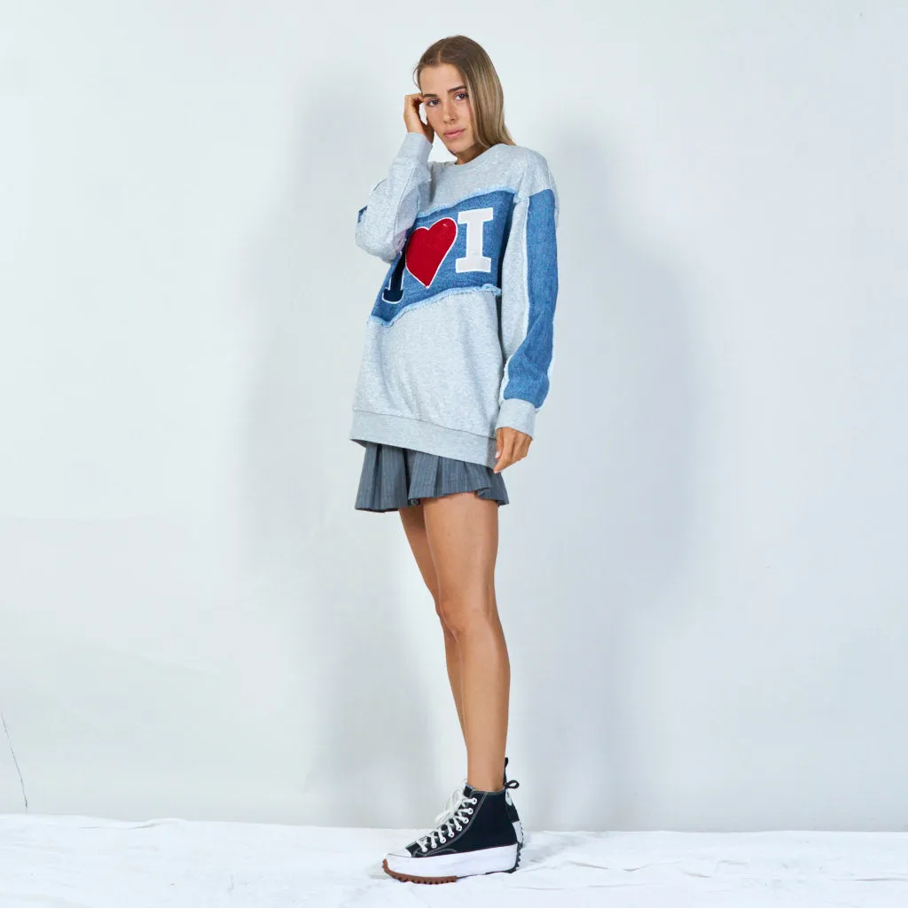 Love letter patchwork sweatshirt wholesale