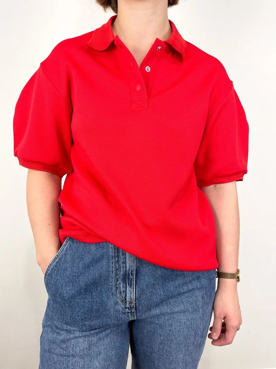 Luxe Pique Polo Shirt in Red