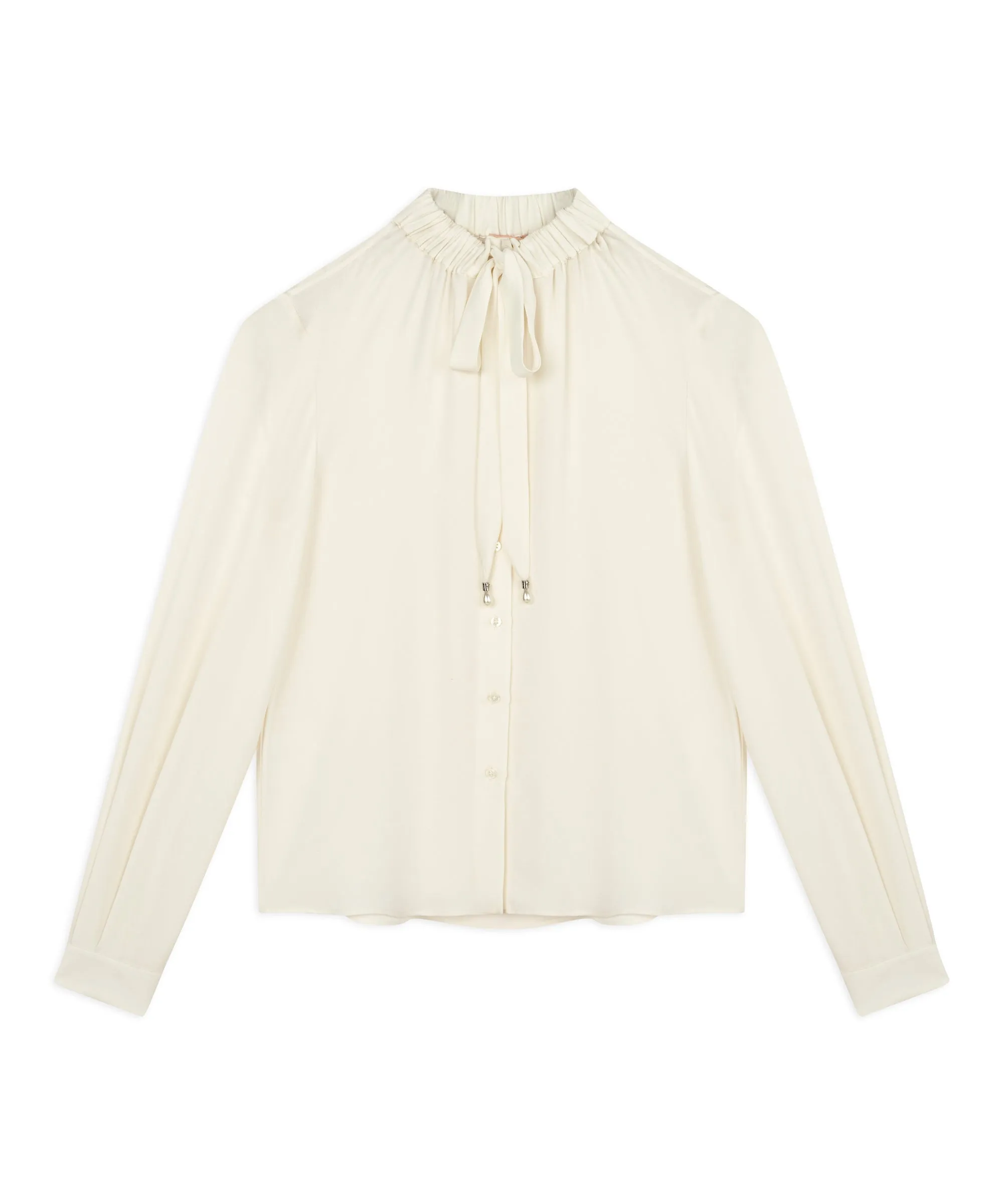 Machka Bow Tie Collar Silk Blouse Off White