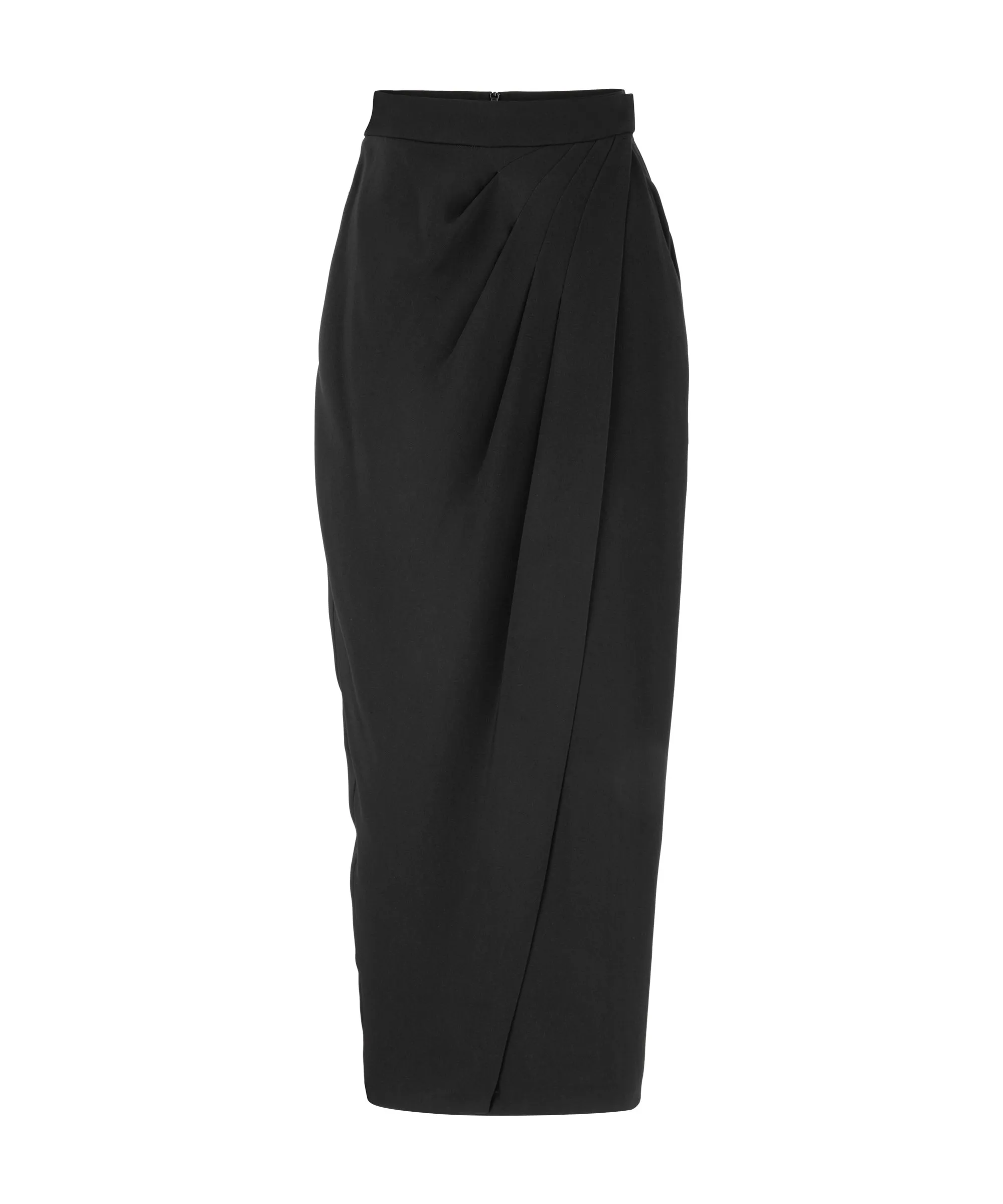 Machka High Waist Wrap Midi Skirt Black