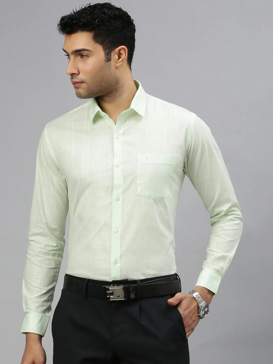 Men 100% Cotton Shirt Green T37 TM9