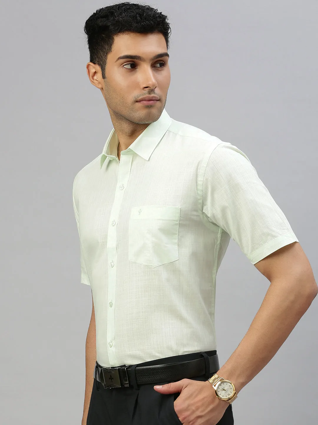 Men 100% Cotton Shirt Green T37 TM9