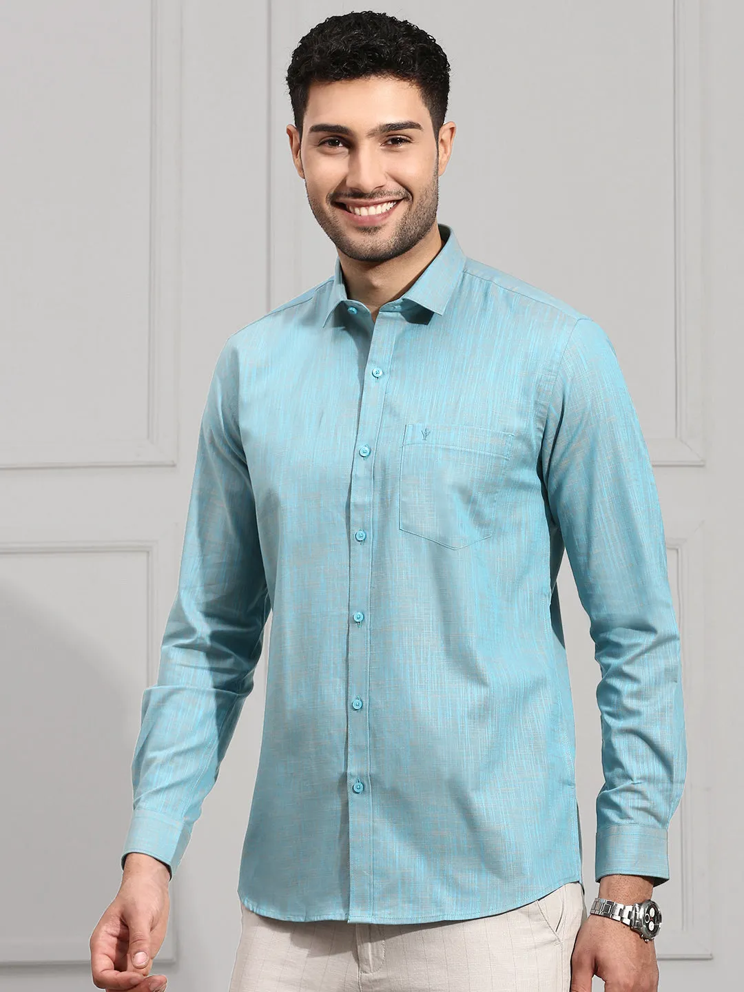 Men 100% Cotton Shirt Light Blue CL2 GT24