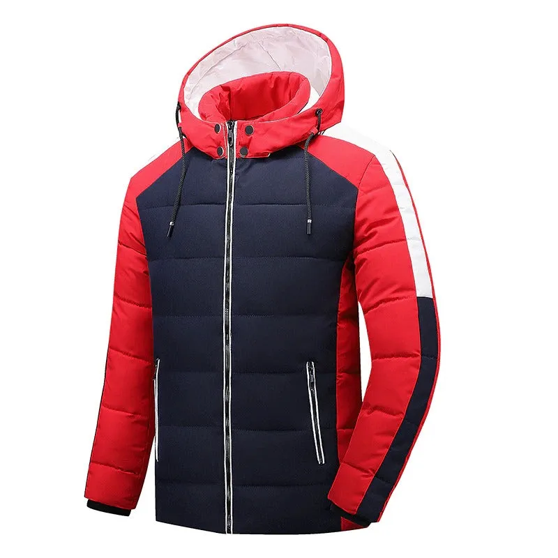 Men Winter Fleece Windproof Hooded Parkas Jacket