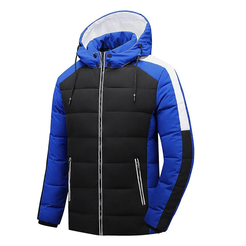 Men Winter Fleece Windproof Hooded Parkas Jacket