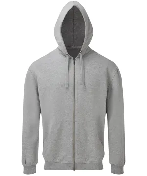 Mens coastal vintage wash loop back zip through hoodie | Heather Grey